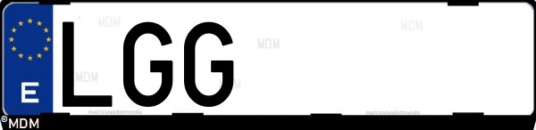 Matrícula española LGG, correspondiente al año 2020