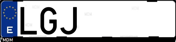 Matrícula española LGJ, correspondiente al año 2020