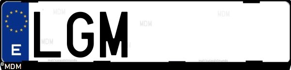 Matrícula española LGM, correspondiente al año 2020