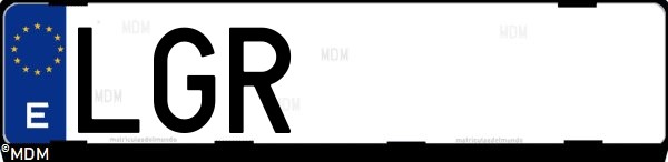 Matrícula española LGR, correspondiente al año 2020