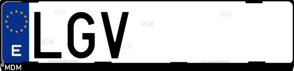 Matrícula española LGV, correspondiente al año 2020