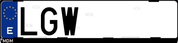 Matrícula española LGW, correspondiente al año 2020