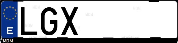 Matrícula española LGX, correspondiente al año 2020