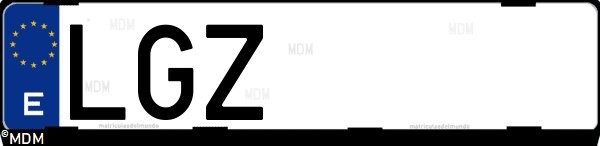 Matrícula española LGZ, correspondiente al año 2020