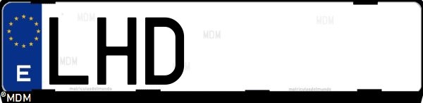 Matrícula española LHD, correspondiente al año 2020