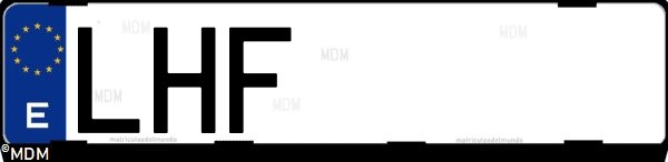 Matrícula española LHF, correspondiente al año 2020