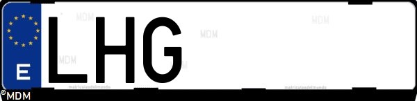 Matrícula española LHG, correspondiente al año 2020