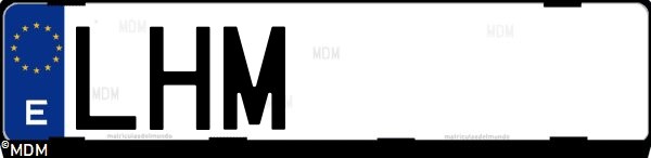Matrícula española LHM, correspondiente al año 2020