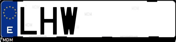 Matrícula española LHW, correspondiente al año 2020