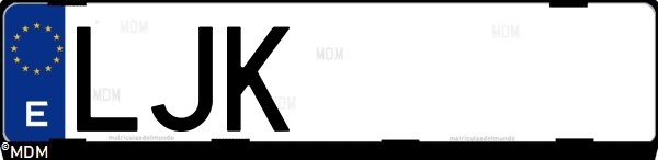 Matrícula española LJK, correspondiente al año 2020