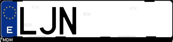 Matrícula española LJN, correspondiente al año 2020