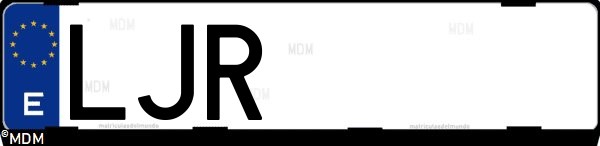 Matrícula española LJR, correspondiente al año 2020