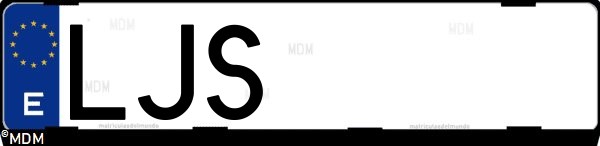 Matrícula española LJS, correspondiente al año 2020