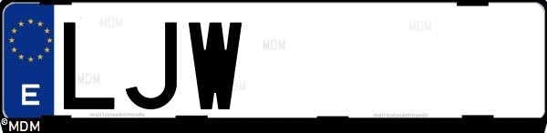 Matrícula española LJW, correspondiente al año 2020