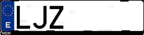 Matrícula española LJZ, correspondiente al año 2020