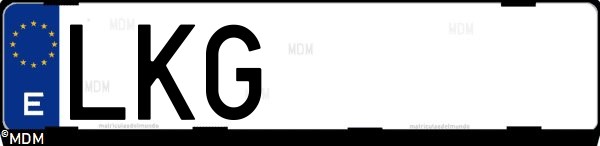Matrícula española LKG, correspondiente al año 2020