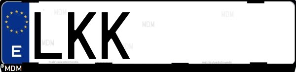 Matrícula española LKK, correspondiente al año 2020