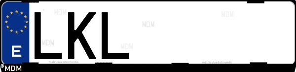 Matrícula española LKL, correspondiente al año 2020