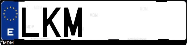Matrícula española LKM, correspondiente al año 2020