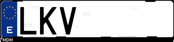 Matrícula española LKV, correspondiente al año 2020