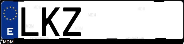 Matrícula española LKZ, correspondiente al año 2020