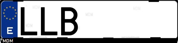 Matrícula española LLB, correspondiente al año 2020