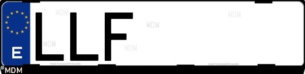 Matrícula española LLF, correspondiente al año 2020