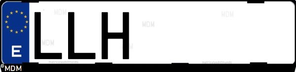 Matrícula española LLH, correspondiente al año 2020