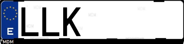 Matrícula española LLK, correspondiente al año 2020