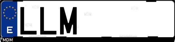 Matrícula española LLM, correspondiente al año 2020