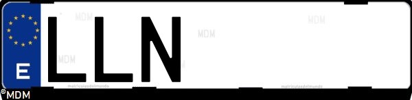 Matrícula española LLN, correspondiente al año 2020