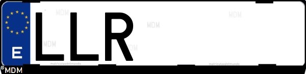 Matrícula española LLR, correspondiente al año 2020