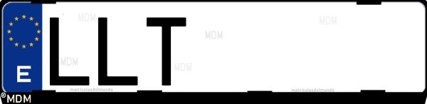 Matrícula española LLT, correspondiente al año 2020