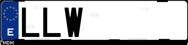 Matrícula española LLW, correspondiente al año 2020