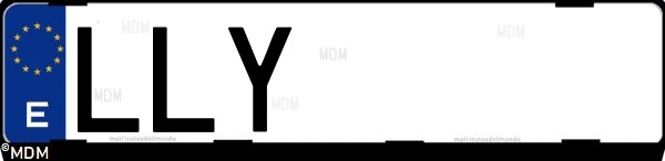 Matrícula española LLY, correspondiente al año 2020