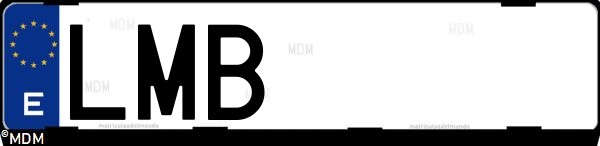 Matrícula española LMB, correspondiente al año 2020