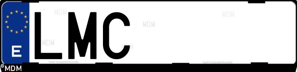 Matrícula española LMC, correspondiente al año 2020