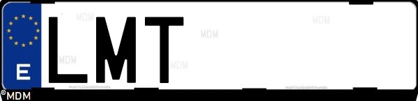 Matrícula española LMT, correspondiente al año 2021