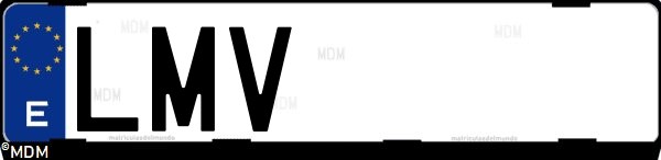 Matrícula española LMV, correspondiente al año 2021