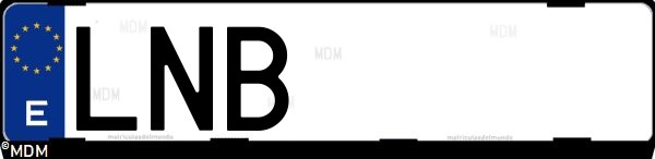 Matrícula española LNB, correspondiente al año 2021