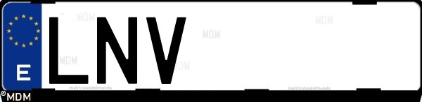 Matrícula española LNV, correspondiente al año 2021