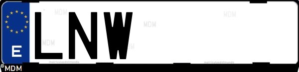 Matrícula española LNW, correspondiente al año 2021