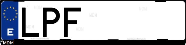 Matrícula española LPF, correspondiente al año 2021
