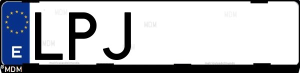 Matrícula española LPJ, correspondiente al año 2021