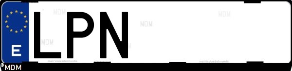 Matrícula española LPN, correspondiente al año 2021