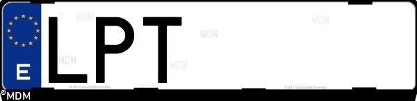 Matrícula española LPT, correspondiente al año 2021