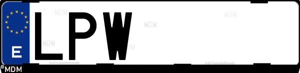 Matrícula española LPW, correspondiente al año 2021