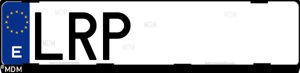 Matrícula española LRP, correspondiente al año 2021