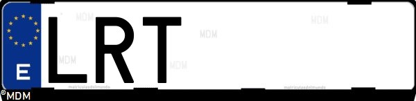 Matrícula española LRT, correspondiente al año 2021