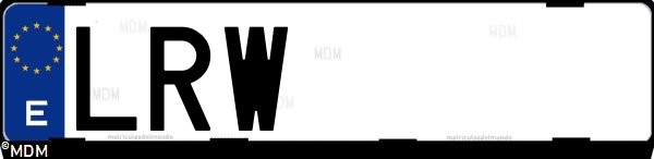 Matrícula española LRW, correspondiente al año 2021
